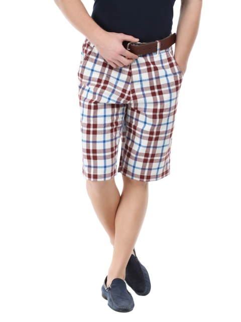 

U.S. Polo Assn. Men Off-White & Maroon Checked Shorts