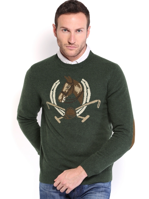 

U.S. Polo Assn. Denim Co. Men Olive Green Lambswool Sweater