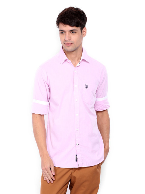 

U.S. Polo Assn. Men Pink Tailored Fit Casual Shirt