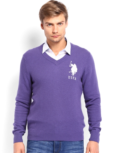 

U.S. Polo Assn. Men Purple Woollen Sweater