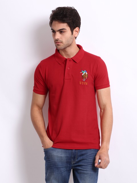 

U.S. Polo Assn. Men Red Pique Polo T-shirt