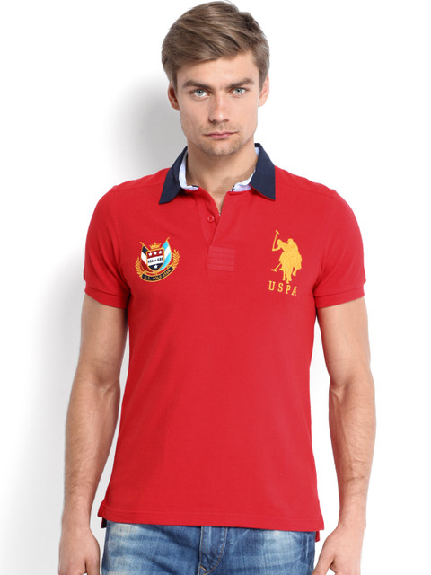 

U.S. Polo Assn. Men Red Polo Pure Cotton T-shirt