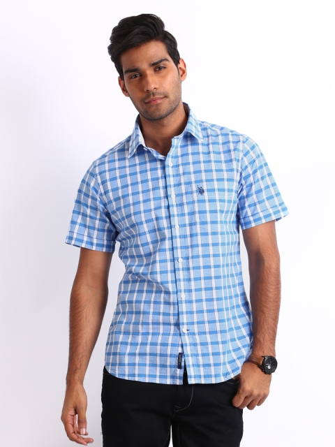 

U.S. Polo Assn. Men Blue Checked Casual Shirt