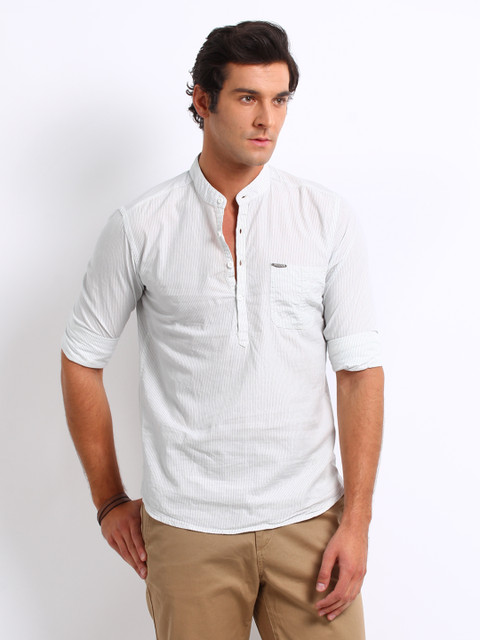 

U.S. Polo Assn. Denim Co. Men Off-White & Navy Striped Casual Shirt