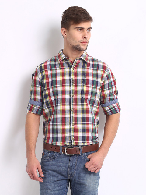 

U.S. Polo Assn. Denim Co. Men Multi-Coloured Checked Linen Blend Slim Fit Casual Shirt