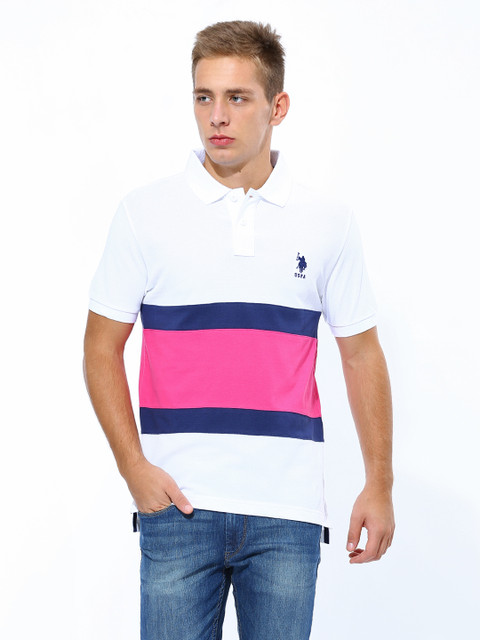 

U.S. Polo Assn. Men White Polo Pure Cotton T-shirt