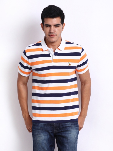 

U.S. Polo Assn. Men White & Navy Polo T-shirt