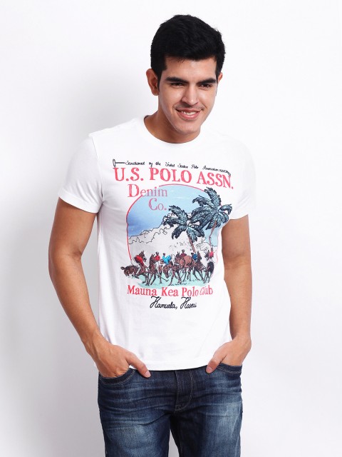 

U.S. Polo Assn. Denim Co. Men White Printed T-shirt