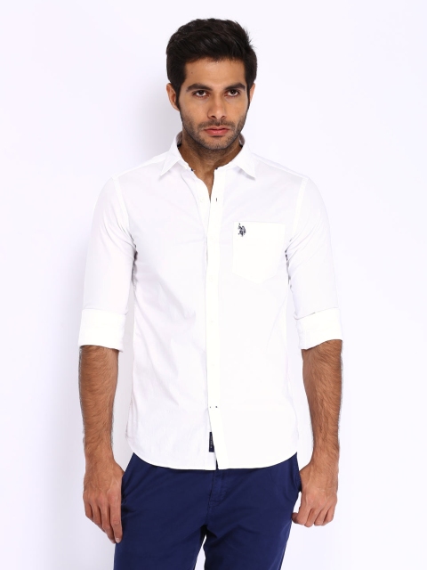 

U.S. Polo Assn. Men White Slim Fit Smart-Casual Shirt