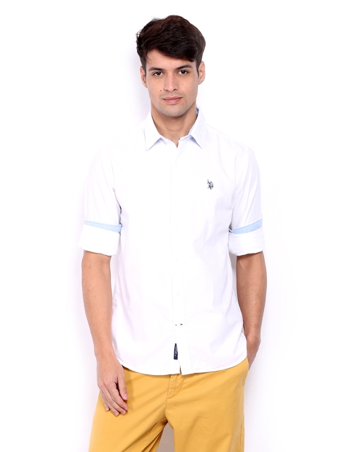 

U.S. Polo Assn. Men White Tailored Fit Casual Shirt
