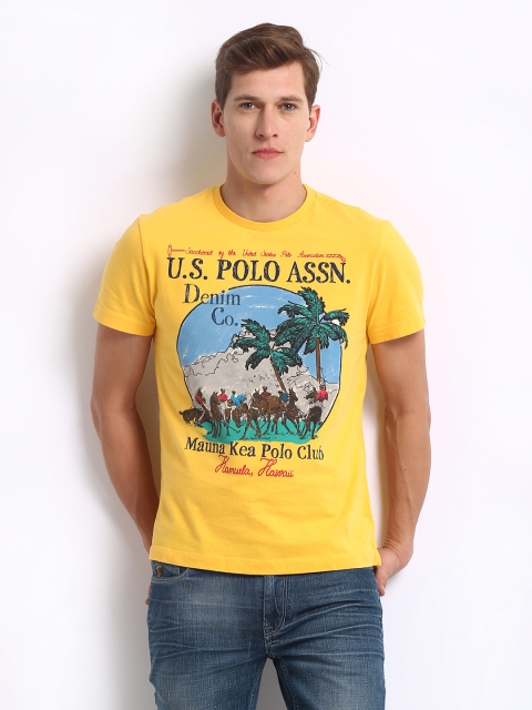 

U.S. Polo Assn. Denim Co. Men Yellow Printed T-shirt