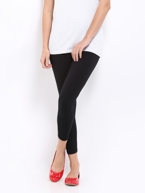 

U.S. Polo Assn. Women Black Cotton Stretch Ankle Length Leggings
