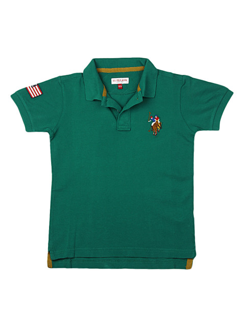 

U.S.Polo Assn. Kids Boys Green Polo Pure Cotton T-shirt