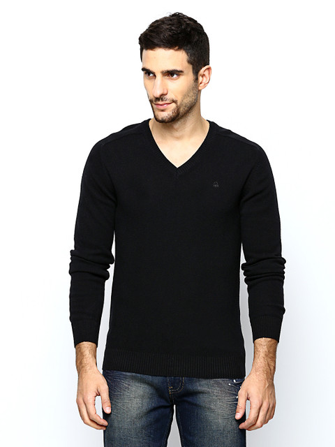 

United Colors of Benetton Men Black Wool Blend Sweater