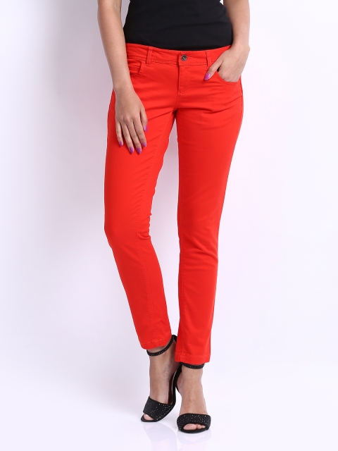 

United Colors of Benetton Women Red Slim Fit Trousers