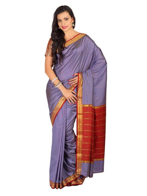 

Urban Vastra Blue & Pink Checked Art Silk Traditional Saree