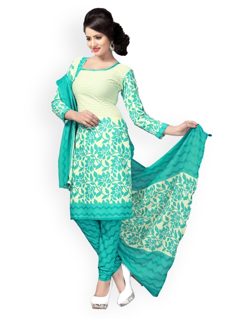 

Vaamsi Green & Cream-Coloured Unstitched Dress Material