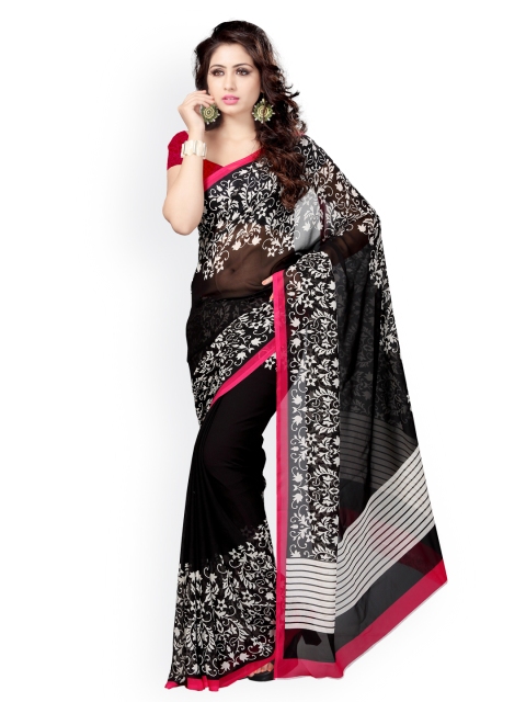 

Vaamsi Black & White Georgette Printed Saree