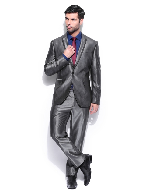 

Van Heusen Men Grey Slim Fit Single Breasted Suit