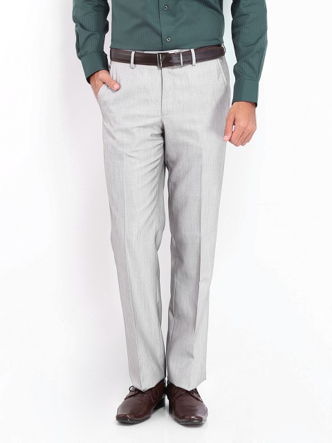 

Van Heusen Men Light Grey Custom Fit Formal Trousers