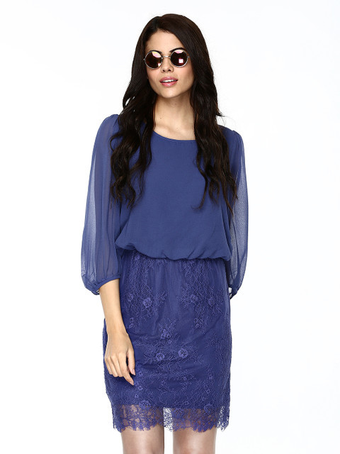 

Vero Moda Blue Polyester Blouson Dress