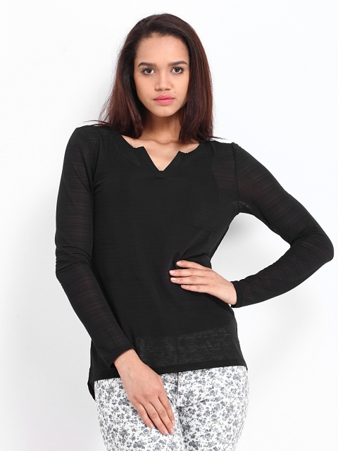 

Vero Moda Women Black Sheer Top