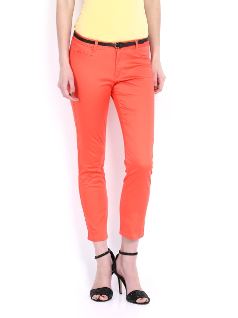 

Vero Moda Women Coral Red Slim Fit Trousers