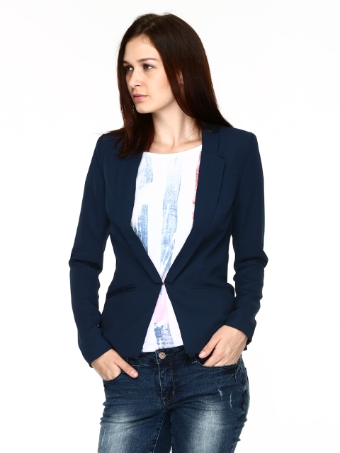 

Vero Moda Women Navy Blue Solid Formal Blazer
