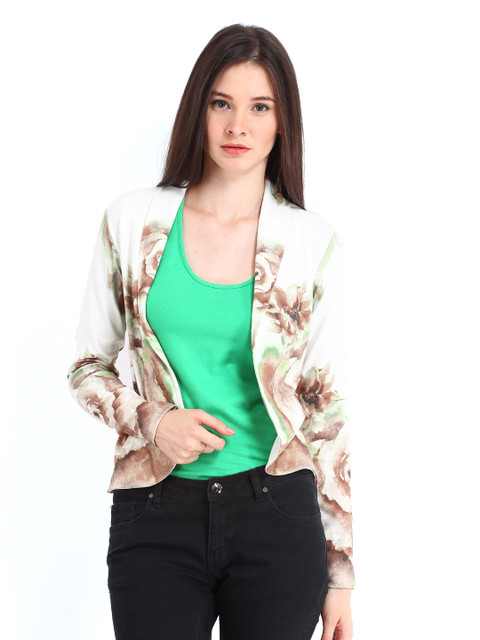 

Vero Moda Women Off-White & Brown Floral Print Open Front Casual Blazer