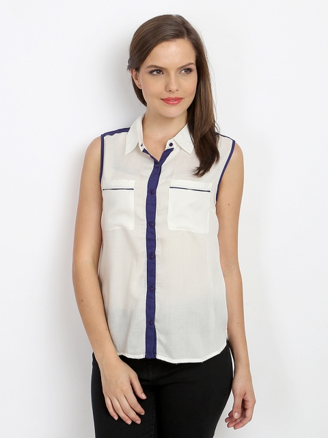 

Vero Moda Women Off-White & Purple Shirt
