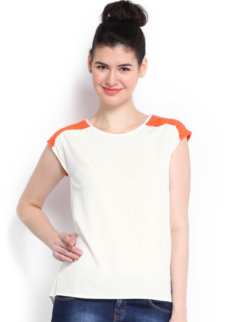 

Vero Moda Women Off-White Lace Top