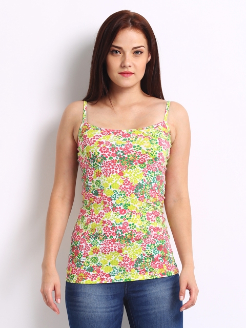 

Vero Moda Women Pink & Green Printed Spaghetti Top