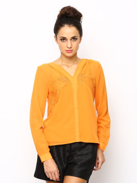 

Vero Moda Women Orange Sheer Top