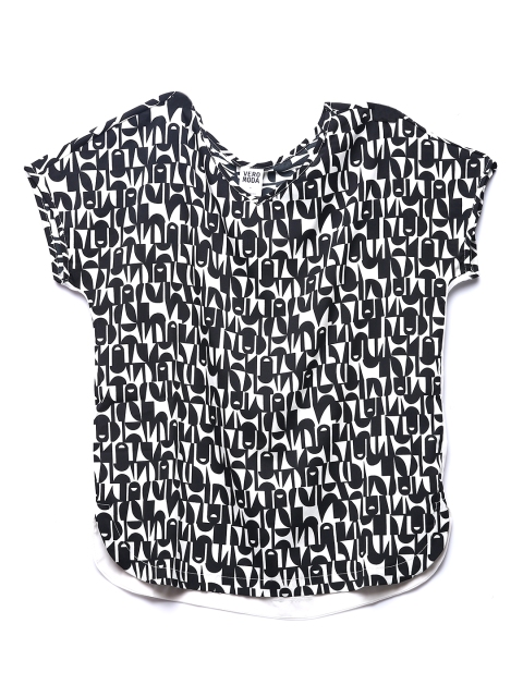 

Vero Moda Women Black & White Printed Top