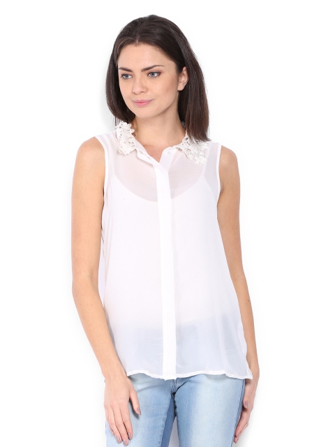 

Vero Moda Women White Semiformal Sheer Shirt