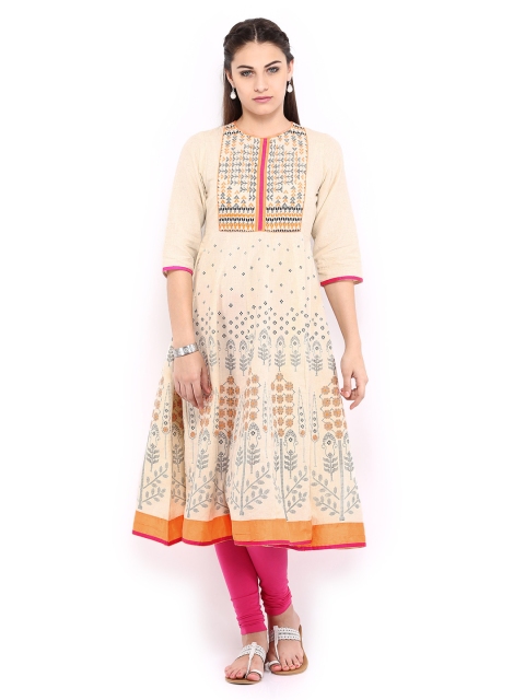 

Vishudh Women Beige Printed Anarkali Kurta