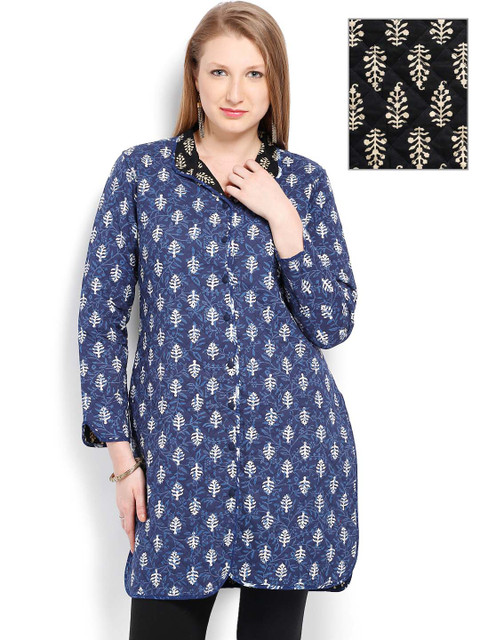 

Vishudh Women Blue & Black Printed Reversible Kurta