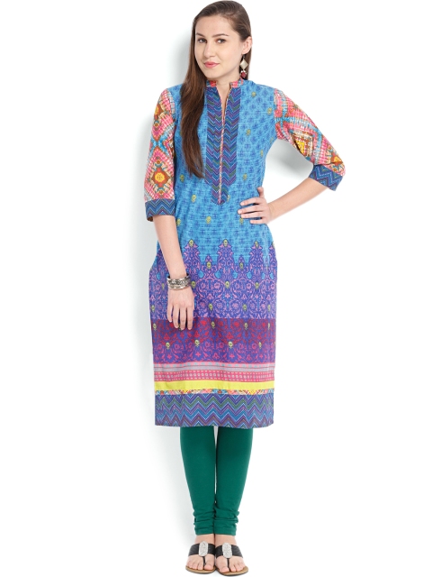 

Vishudh Women Blue Printed Kurta