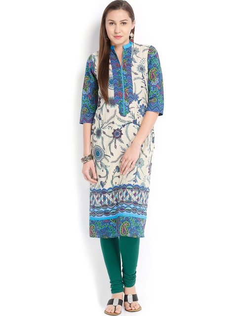 

Vishudh Women Cream-Coloured Printed Kurta