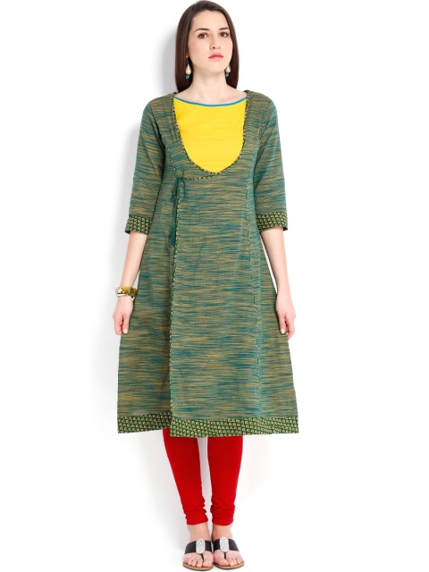 

Vishudh Women Green & Yellow Kurta