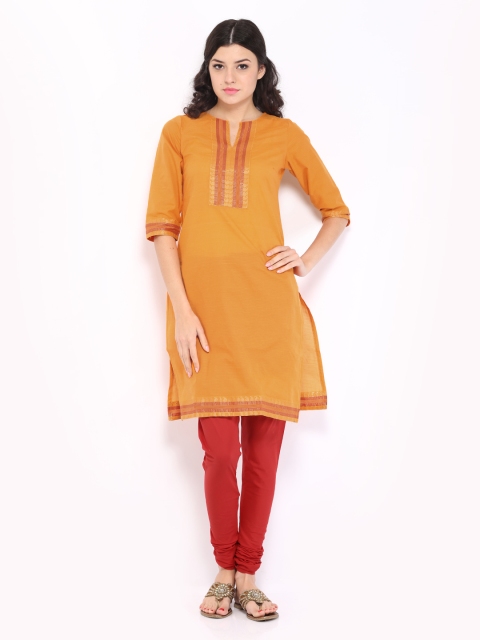 

Vishudh Women Orange & Red Churidar Kurta