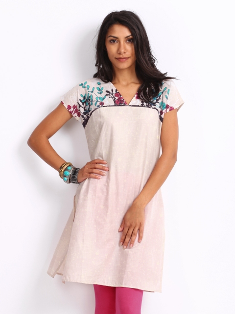 

W Women Beige Printed Kurta