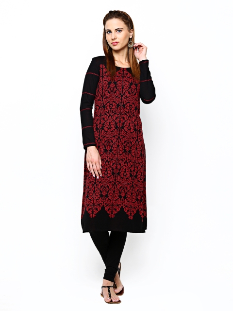 

W Women Black & Red Winter Kurta
