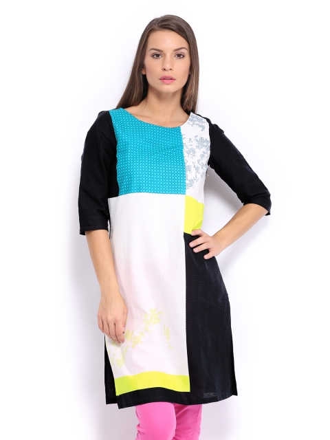 

W Women Black & White Printed Kurta