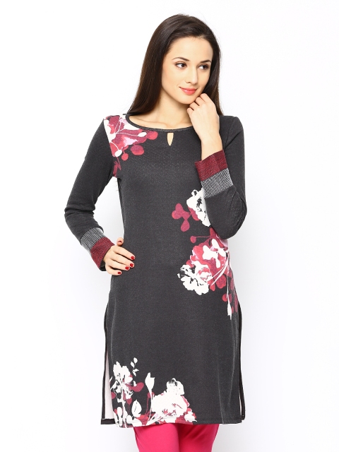 

W Women Charcoal Grey Printed Kurta