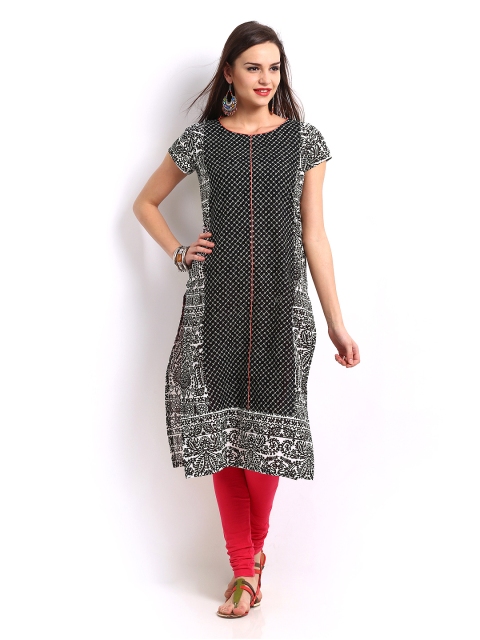 

W Women Black Printed Kurta
