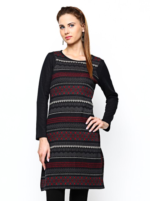 

W Women Black Winter Kurta
