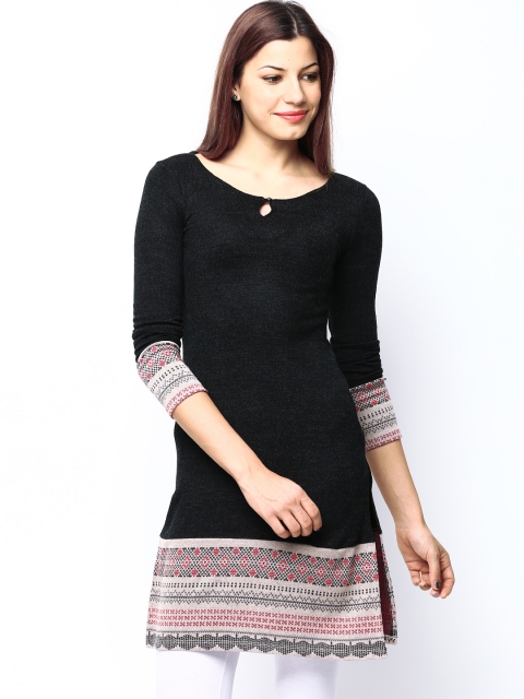 

W Women Black Winter Kurta