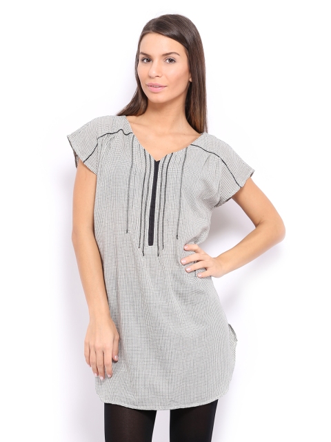 

W Women Blue Checked Tunic, Black