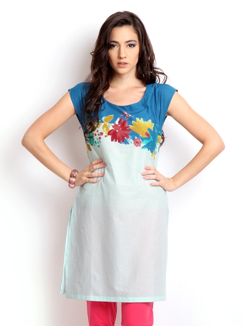 

W Women Blue Printed Kurta